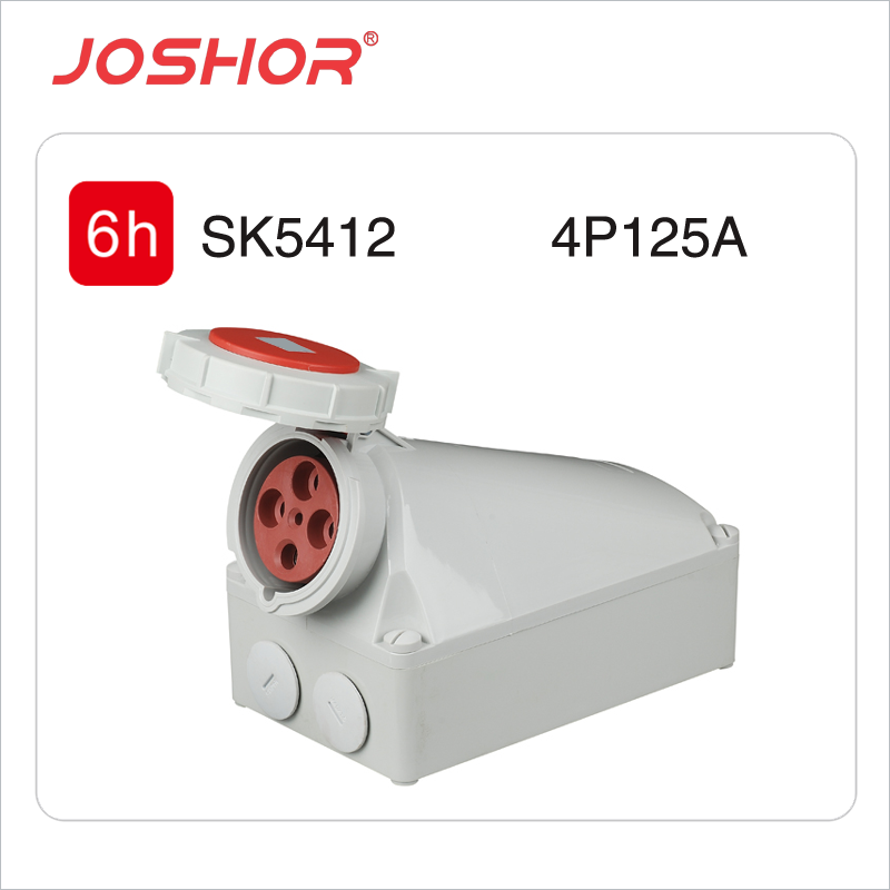 4孔125A工业插座SK5412明装固定式防水插座 壁挂式插座 380V 3P+E